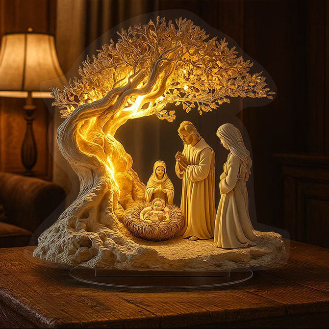 ✨ Święta Rodzina – Płaska dekoracja akrylowa z efektem odbicia światła 🌟