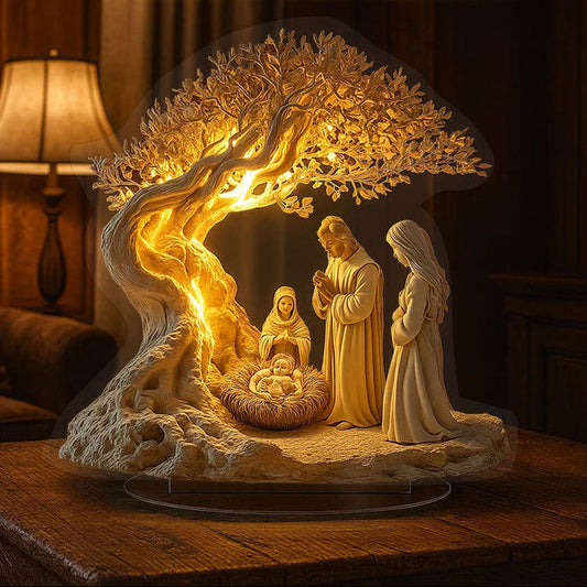 ✨ Święta Rodzina – Płaska dekoracja akrylowa z efektem odbicia światła 🌟