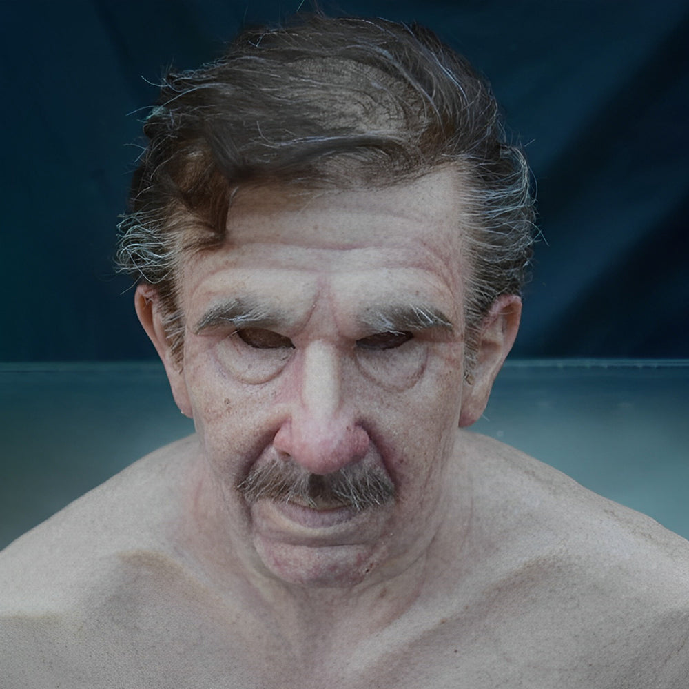 Realistyczna Maska Starego Człowieka – Maska Lateksowa na Halloween i Cosplay z Ruchomą Mundą