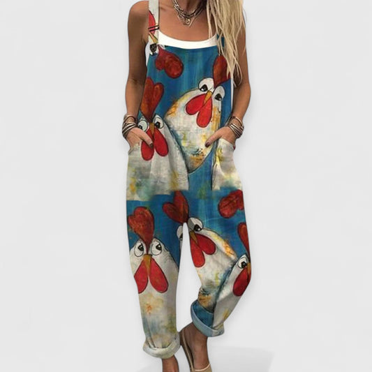 Radosława™ | Vintage Kombinezon z Szerokimi Nogawkami