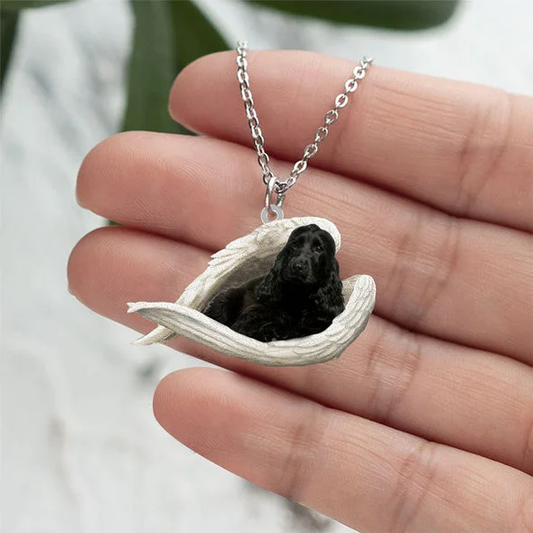 Prawdziwa Miłość | Śpiący Amerykański Czarny Cocker Spaniel Naszyjnik