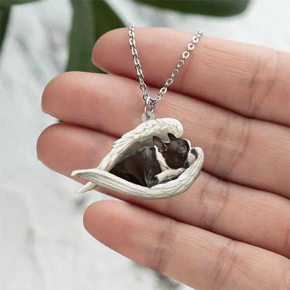 Prawdziwa Miłość | Śpiący Boston Terrier Naszyjnik