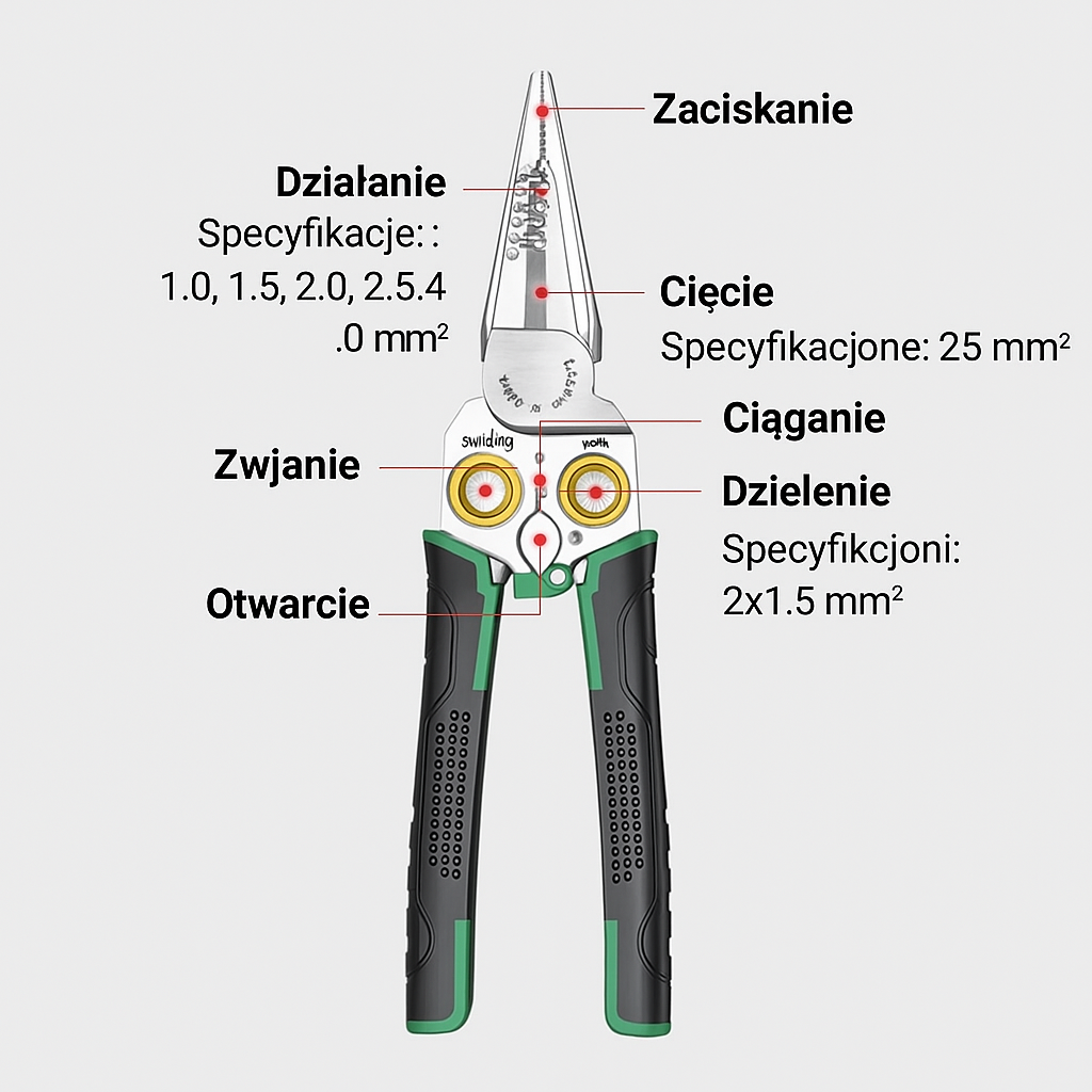 8-w-1 Wielofunkcyjny Obcinacz i Ścinacz Przewodów